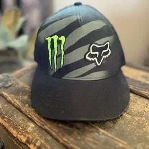 FOX Racing Three Logo Monster Energy Fox Flat Bill Baseball Snapback US Made Hat Monster-Union-Flexfit-800-  main image 4